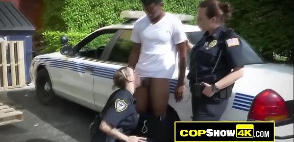  Rough doggystyle in public for a horny MILF officer with big tits!